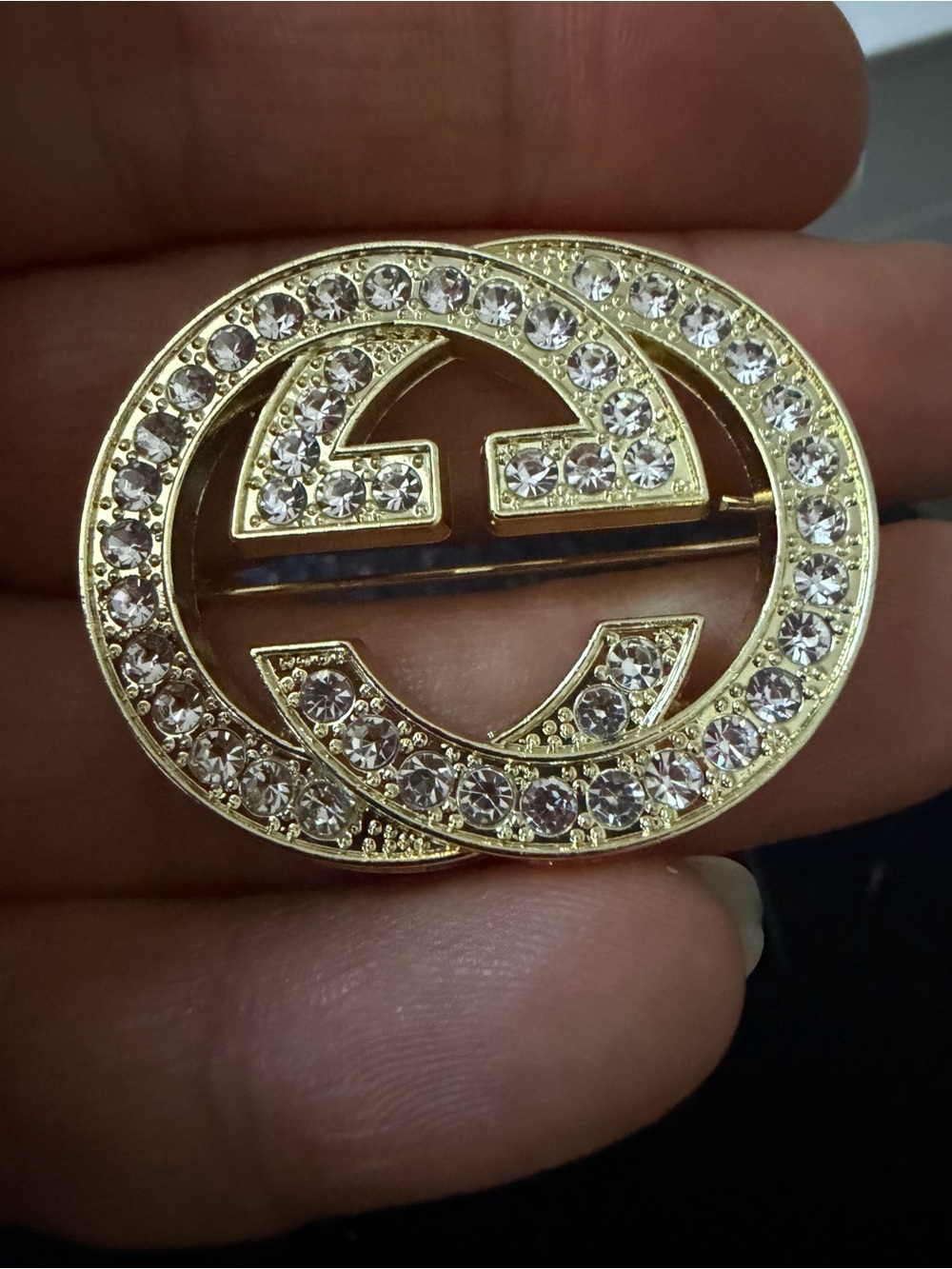 Gold fashion unbrandedCrystal Double G Brooch - Designer-Inspired Women’s Access